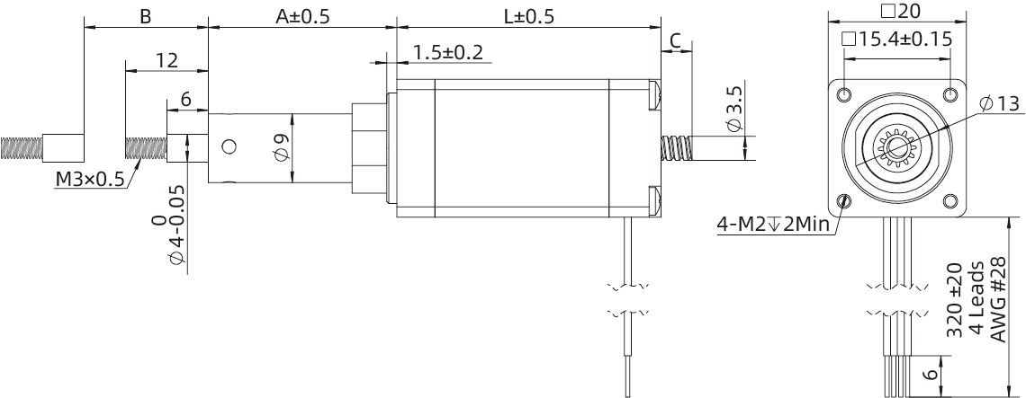 Dimensions de l'actionneur Kaptive