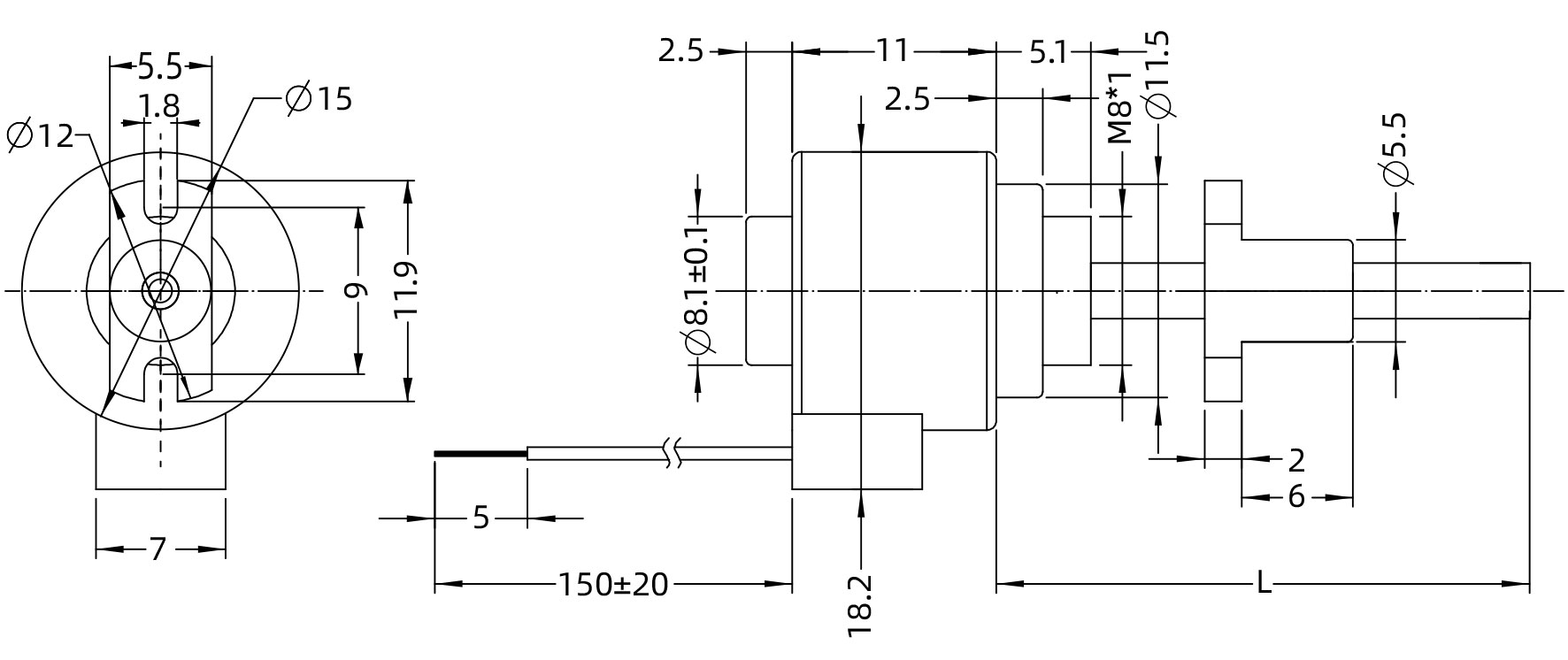 dimension de l'actionneur externe