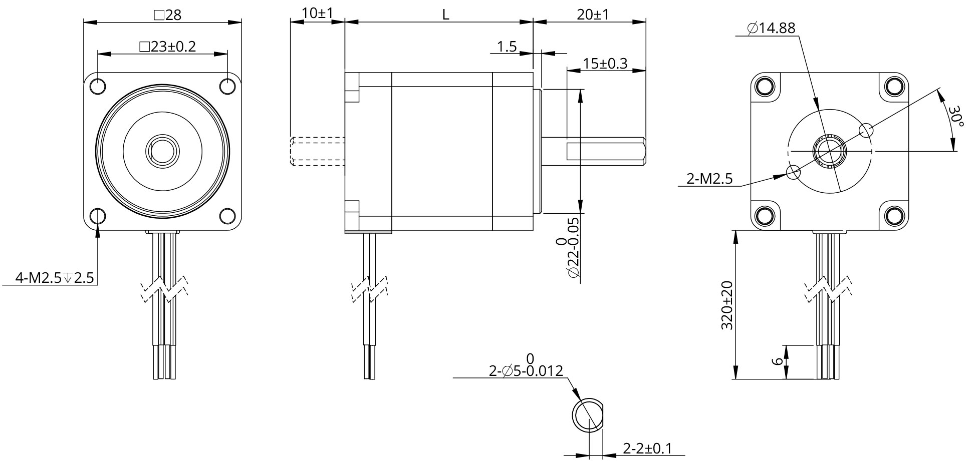 Dessin dimensionnel hybride rotatif taille 11 (28mm)
