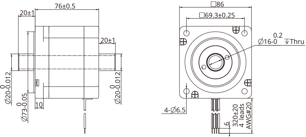 Dessin Dimensionnel Taille 34 (86mm) Arbre Creux